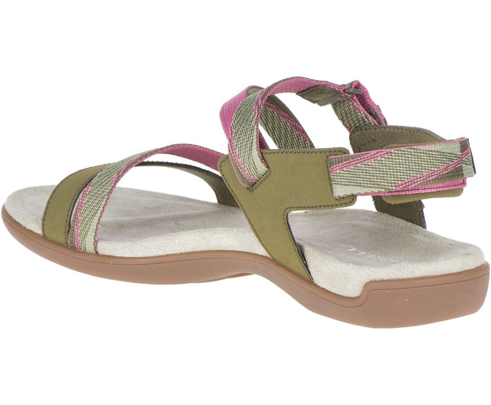 Merrell Sandals Olive - District Mendi Backstrap - Womens 01DPQXHOM